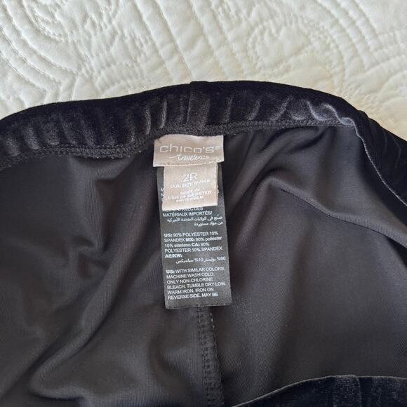 Chico's Travelers Velvet Pull On Pants Holiday Party Black Chico's 2 12/14 - Picture 6 of 6